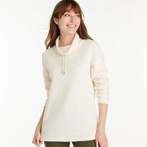 L.L. Bean Women's SoftLight Quilted Top, Funnelneck Pullover Size S